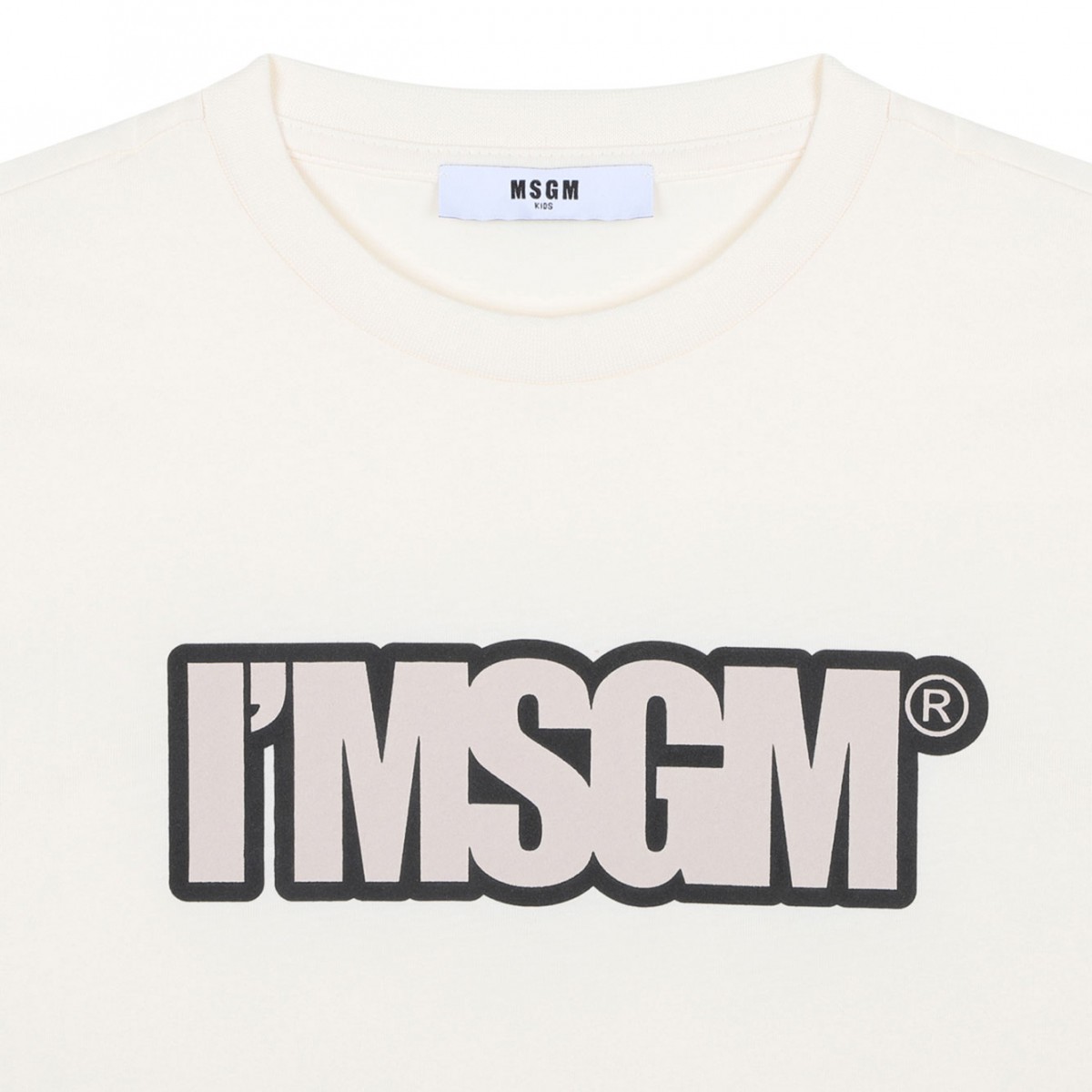 Cream White Logo Print T-Shirt