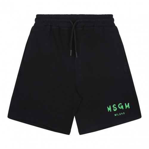 Black Logo Print Shorts
