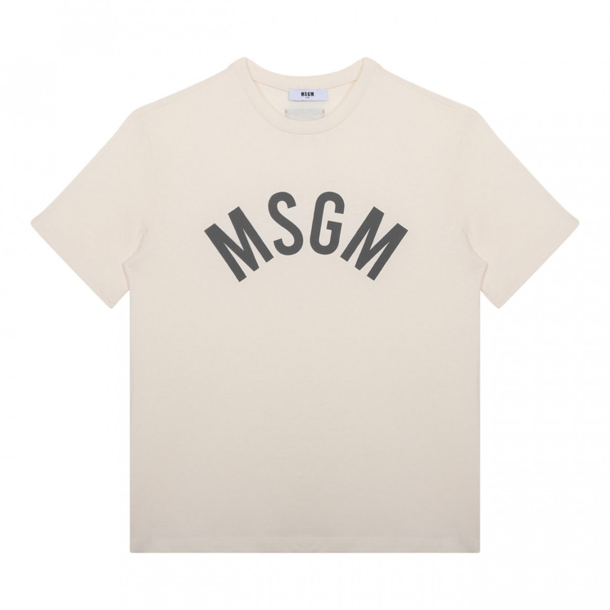 Cream White Logo Print T-Shirt
