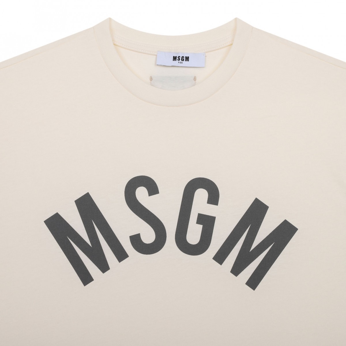 Cream White Logo Print T-Shirt