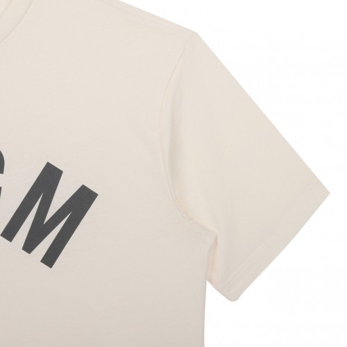Cream White Logo Print T-Shirt