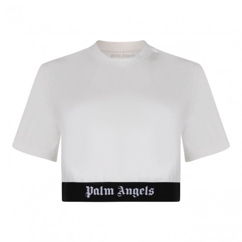 White Logo Underband Crop Top