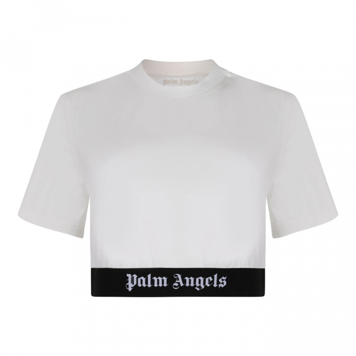 White Logo Underband Crop Top