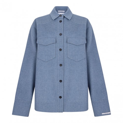 Blue Oversized Double Knit Shirt