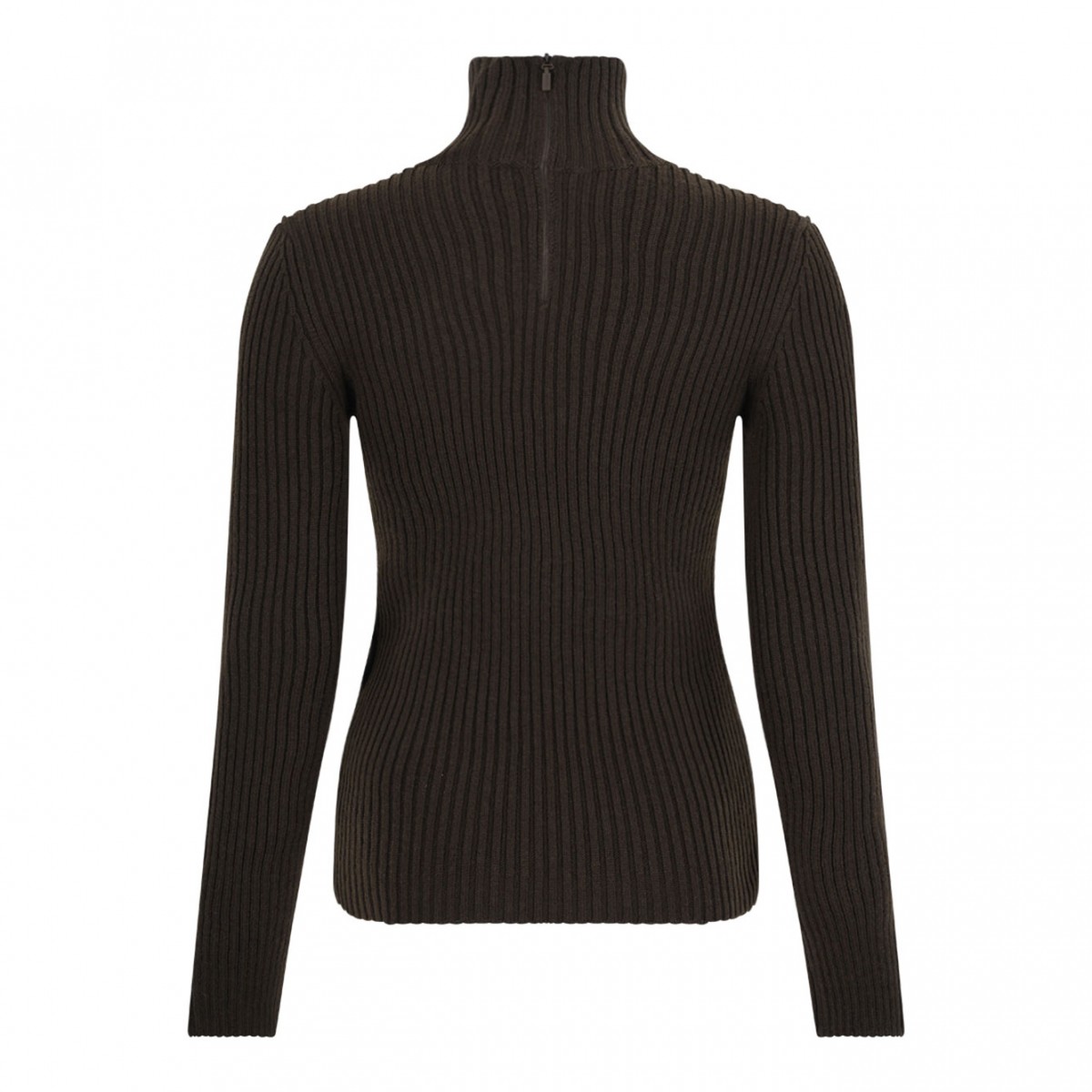 Moss Green Ribbed Wool And Cashmere Turtleneck
