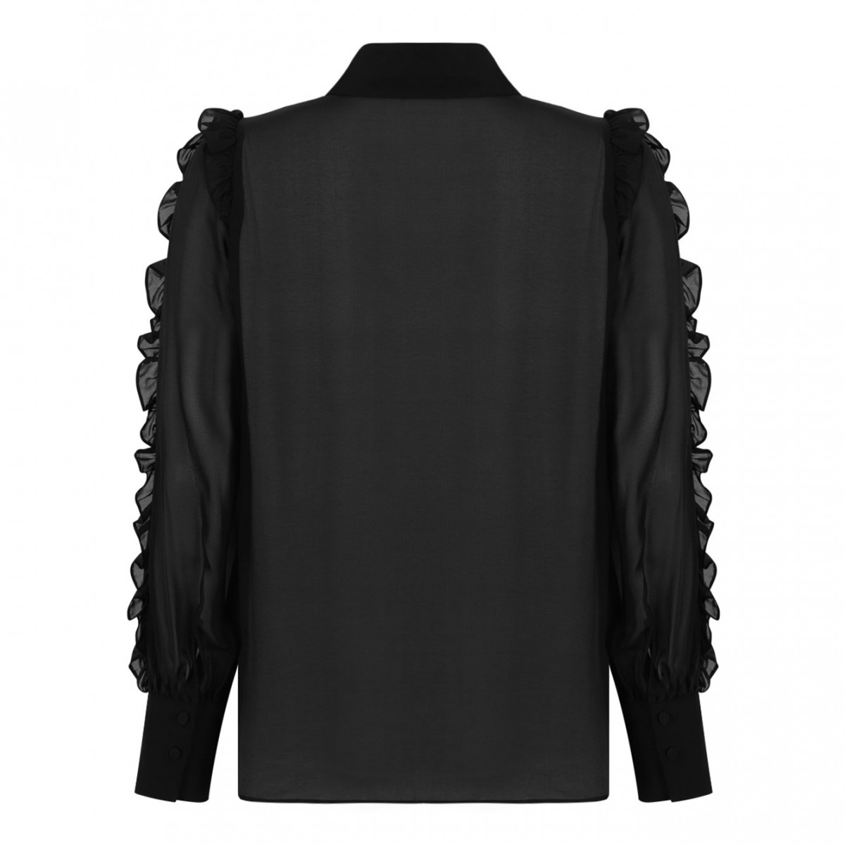 Black Silk Shirt With Ruffles