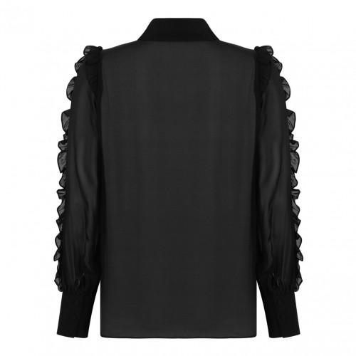 Black Silk Shirt With Ruffles