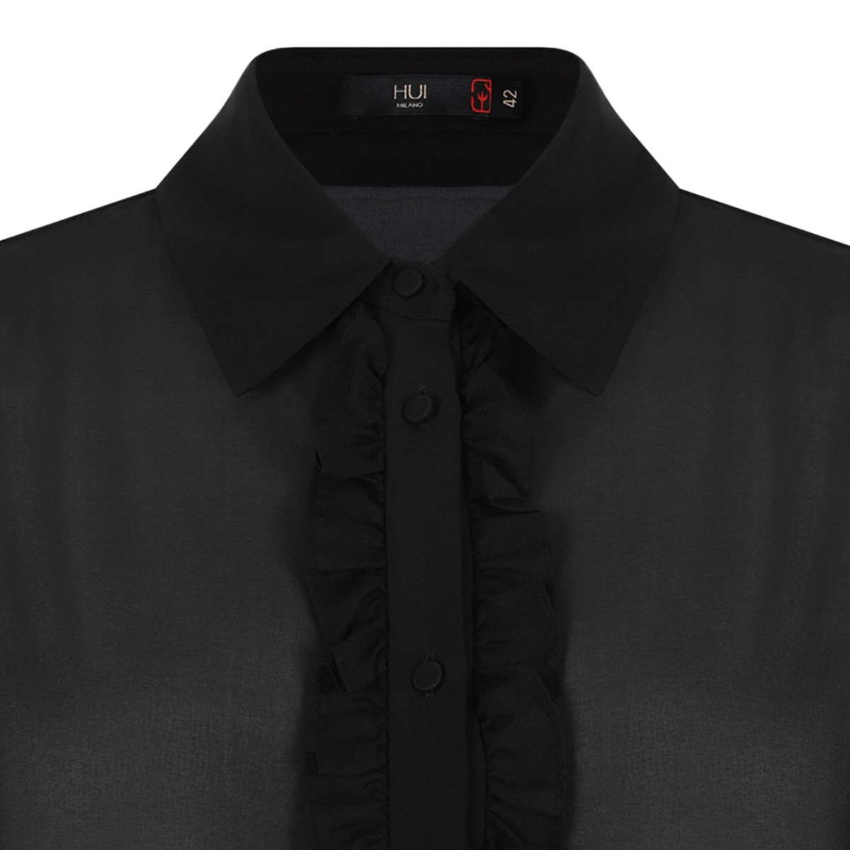 Black Silk Shirt With Ruffles