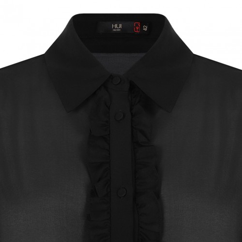 Black Silk Shirt With Ruffles