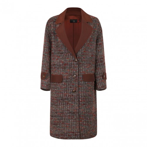 Multicolour Midi Tweed Coat