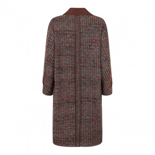 Multicolour Midi Tweed Coat