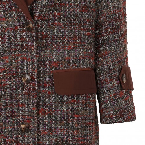Multicolour Midi Tweed Coat