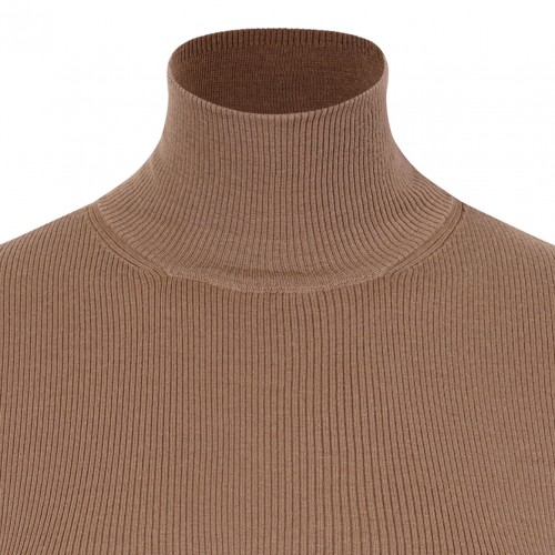 Camel Wool Yarn Turtleneck