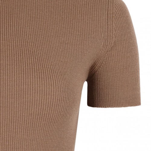 Camel Wool Yarn Turtleneck
