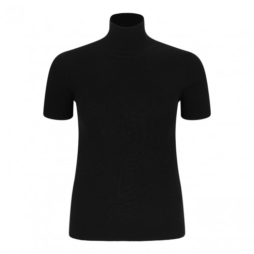 Black Wool Yarn Turtleneck