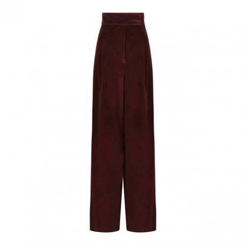 Cherry Wide Leg Velvet Trousers