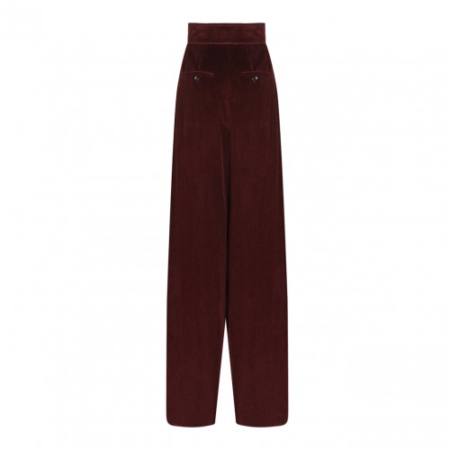 Cherry Wide Leg Velvet Trousers