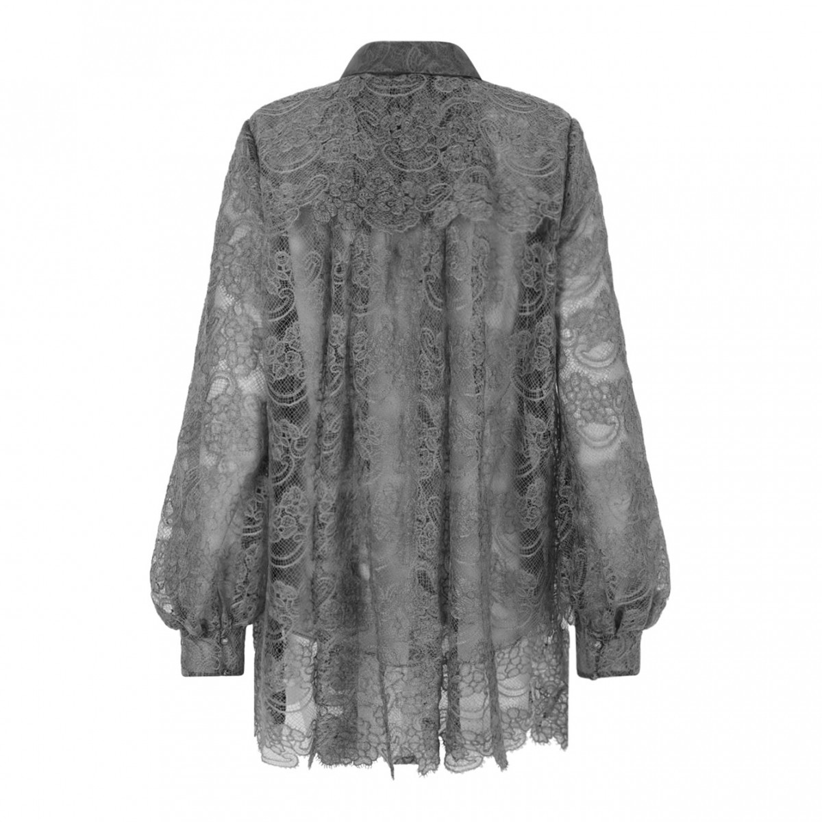 Grey Sheer Lace Blouse