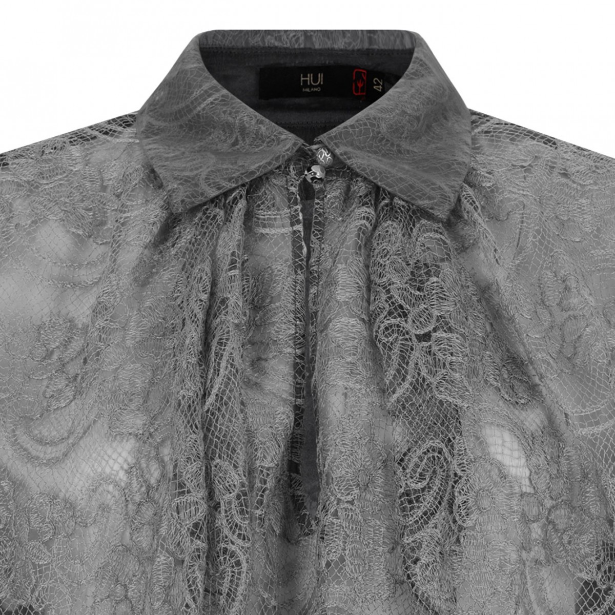 Grey Sheer Lace Blouse