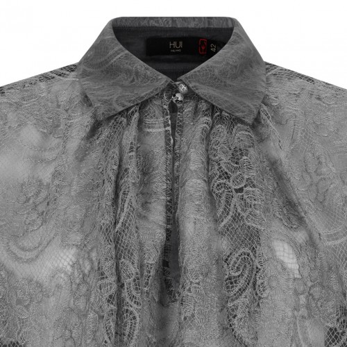 Grey Sheer Lace Blouse