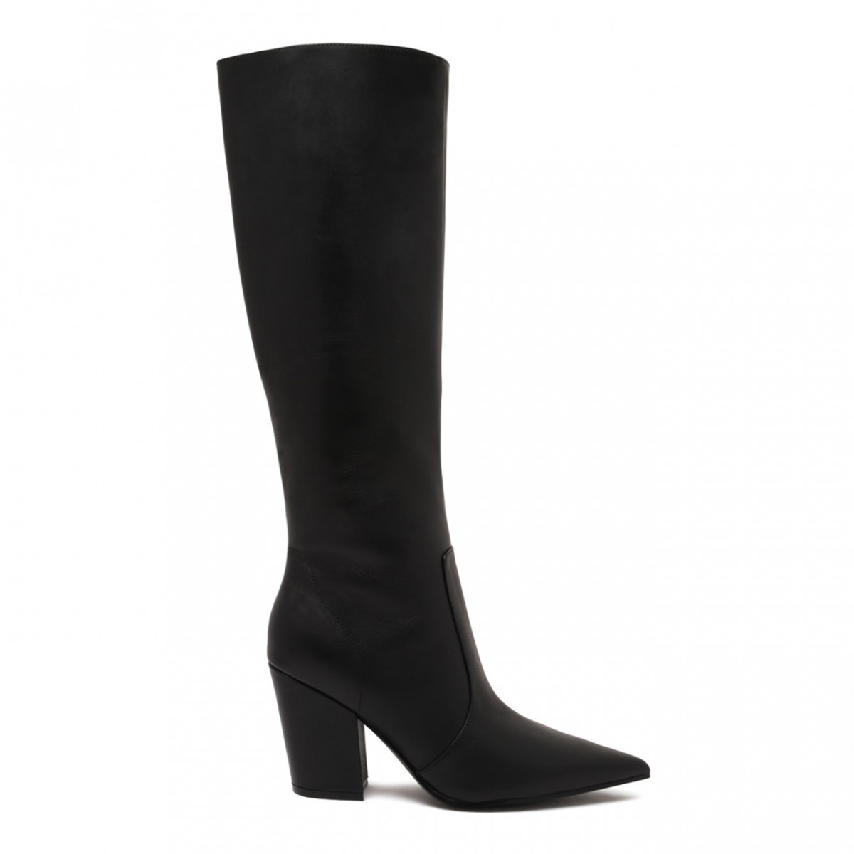 Black Leather Knee-High Boots