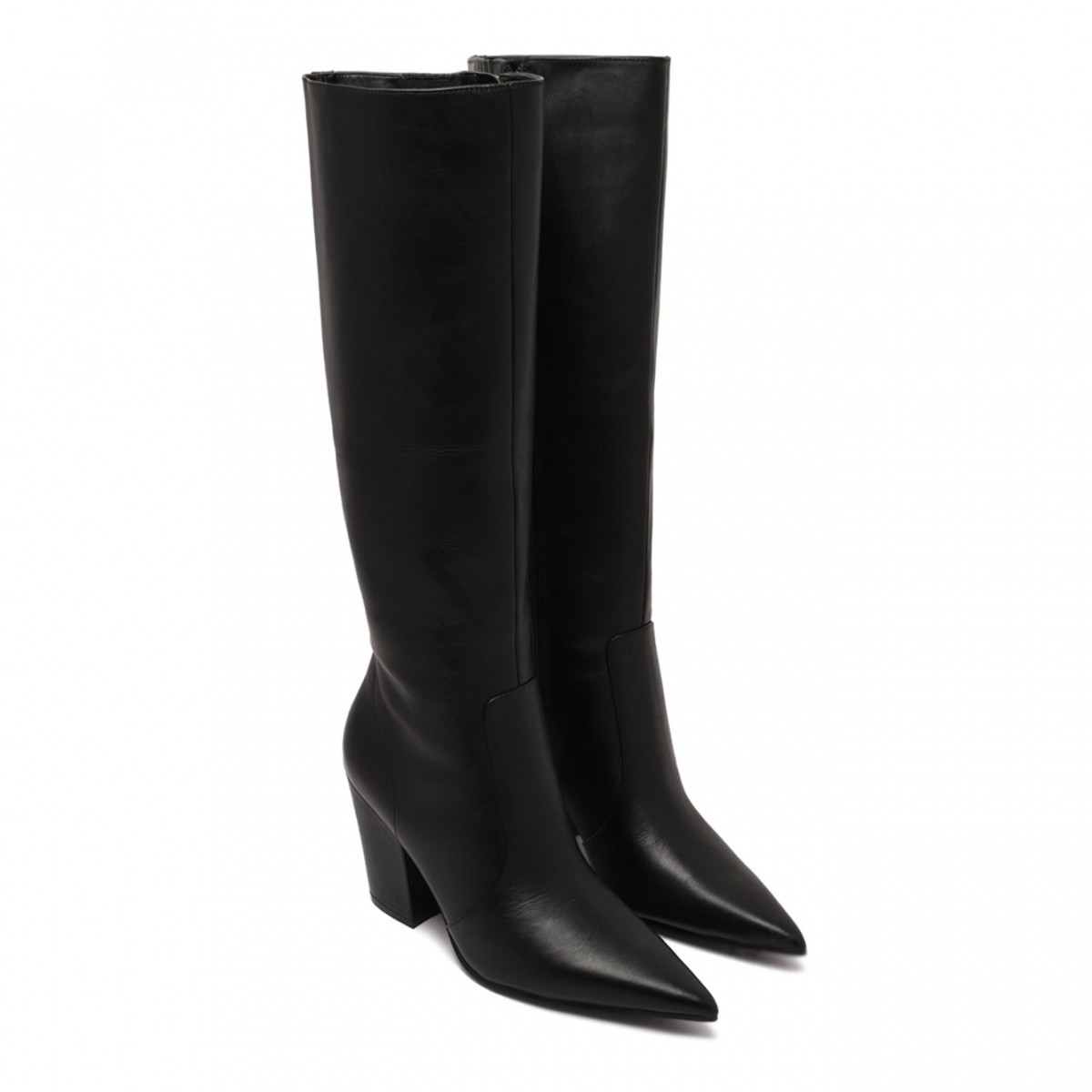 Black Leather Knee-High Boots