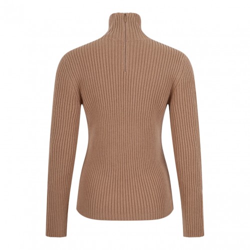 Camel Ribbed Wool And Cashmere Turtleneck 2