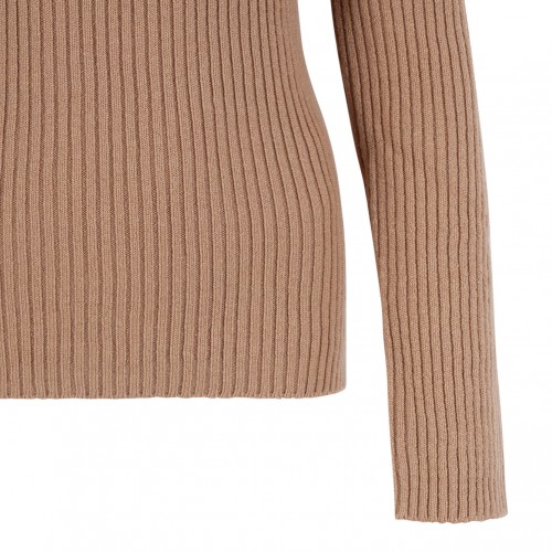 Camel Ribbed Wool And Cashmere Turtleneck