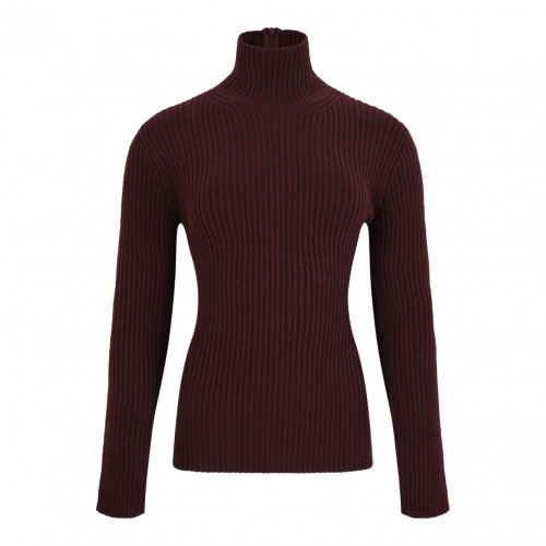 Cherry Ribbed Wool And Cashmere Turtleneck