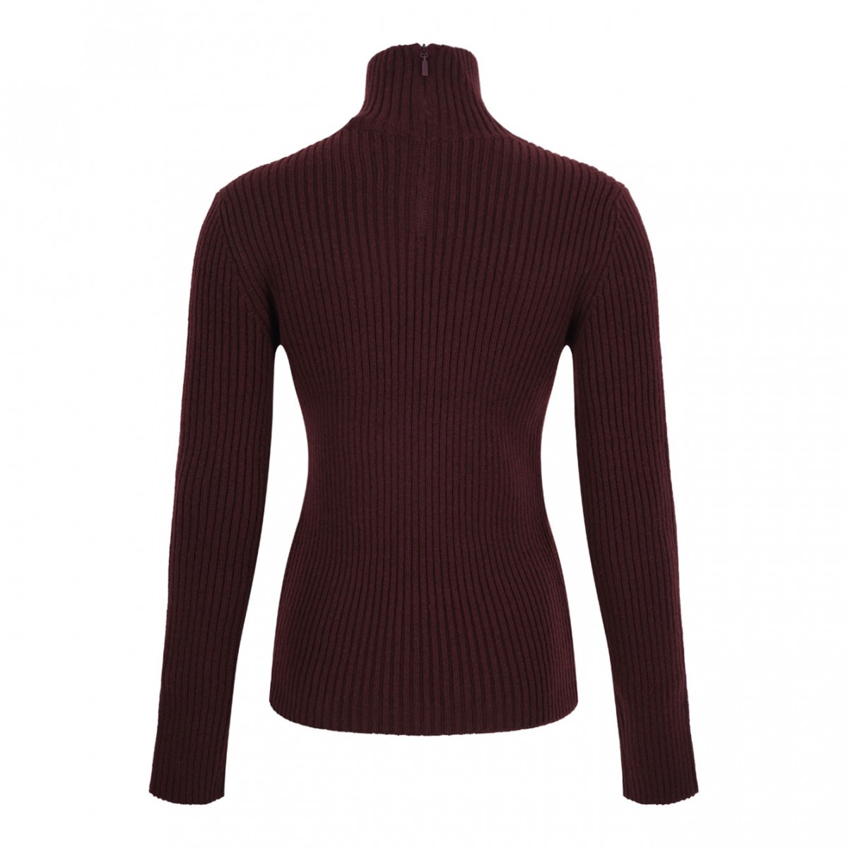 Cherry Ribbed Wool And Cashmere Turtleneck