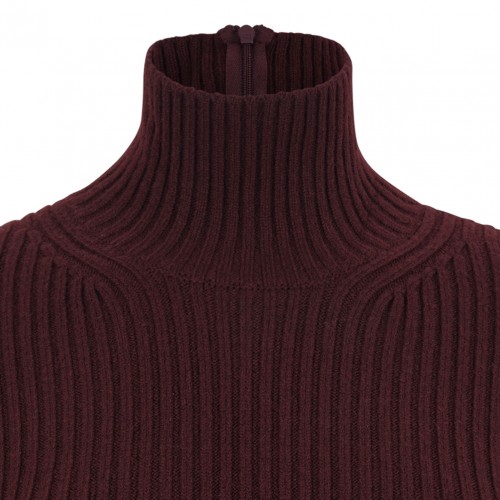 Cherry Ribbed Wool And Cashmere Turtleneck