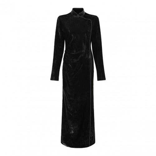 Black Velvet Qipao Long Dress