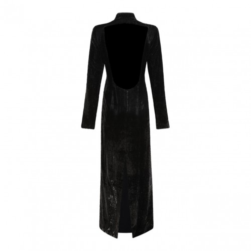 Black Velvet Qipao Long Dress 2
