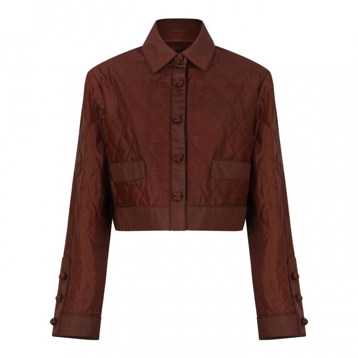 Terracotta Brown Cropped Quilted Jacket