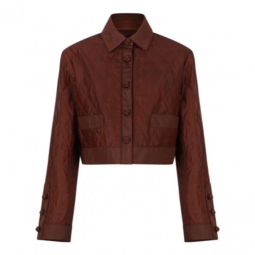 Terracotta Brown Cropped Quilted Jacket