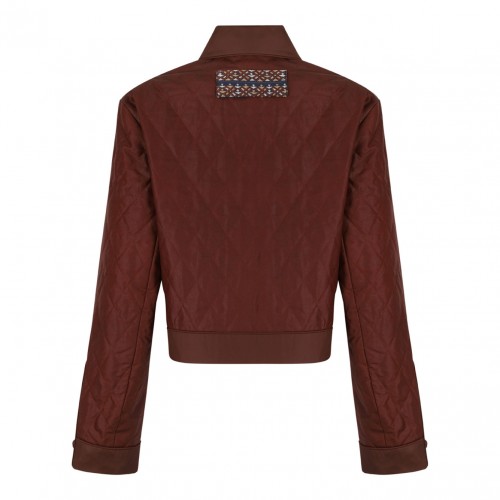 Terracotta Brown Cropped Quilted Jacket