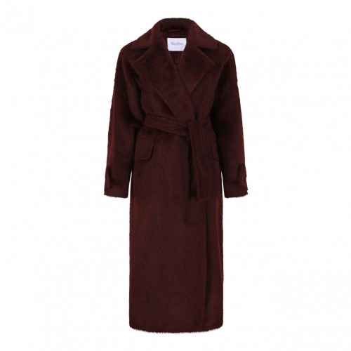 Cherry Long Alpaca And Wool Coat