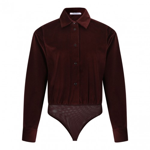 Cherry Velvet Shirt Bodysuit