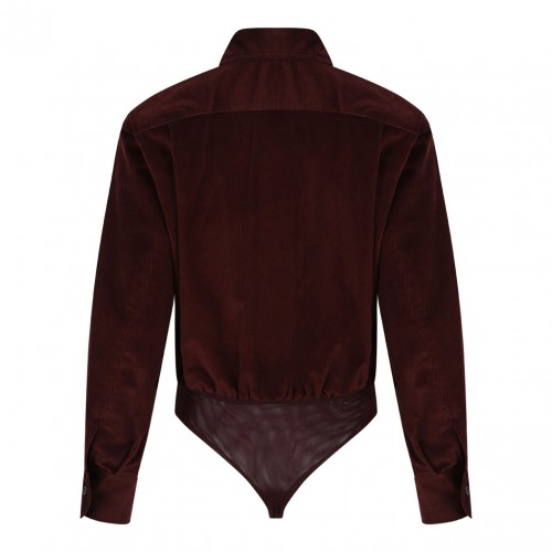 Cherry Velvet Shirt Bodysuit 2