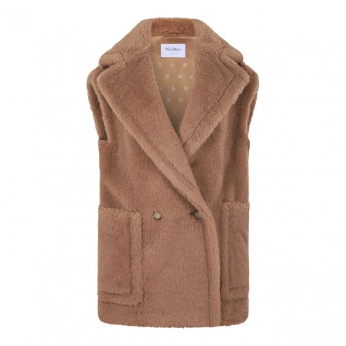 Breda Sleeveless Vest In Camel And Silk