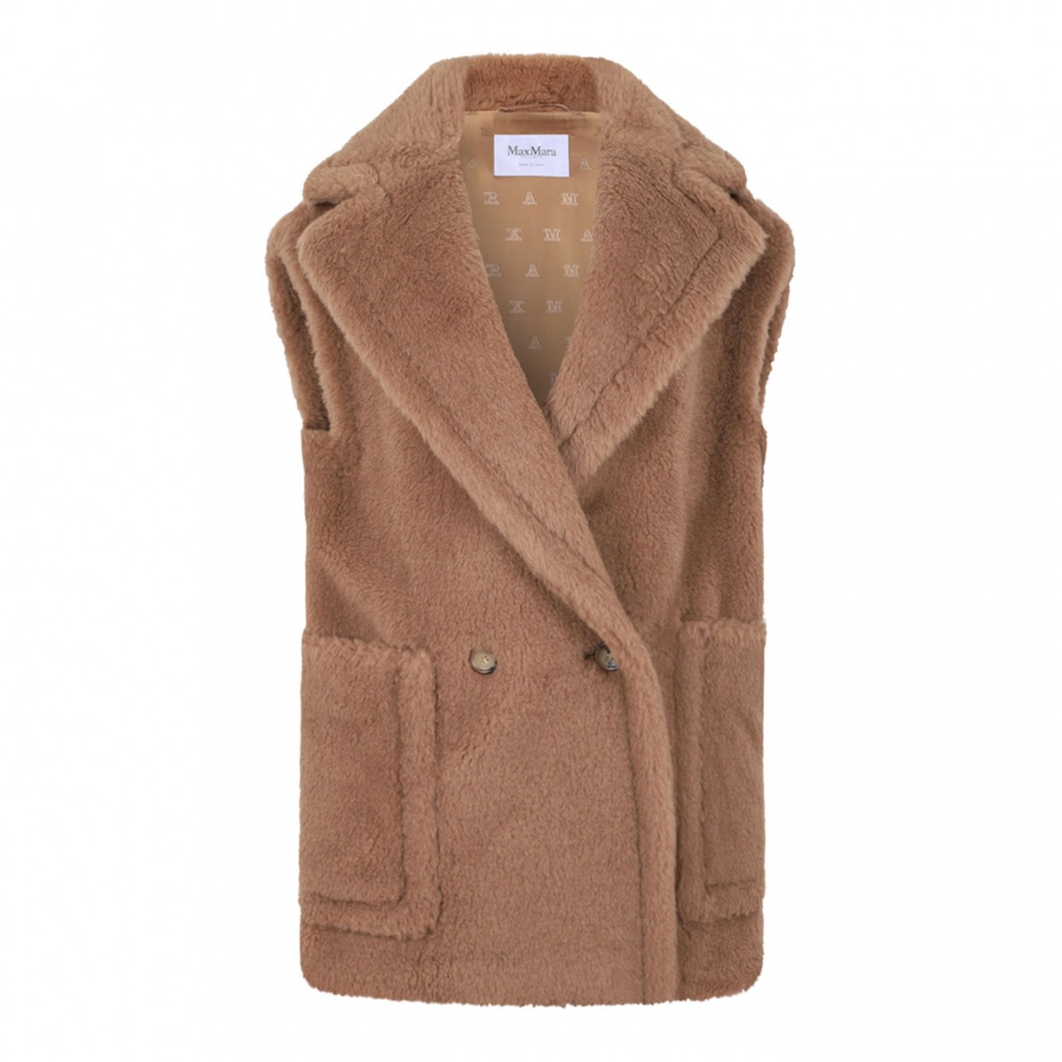 Breda Sleeveless Vest In Camel And Silk