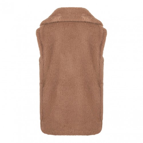 Breda Sleeveless Vest In Camel And Silk 2