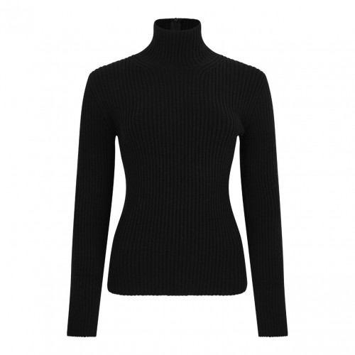 Black Ribbed Wool And Cashmere Turtleneck
