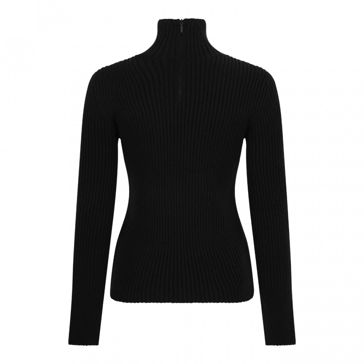 Black Ribbed Wool And Cashmere Turtleneck