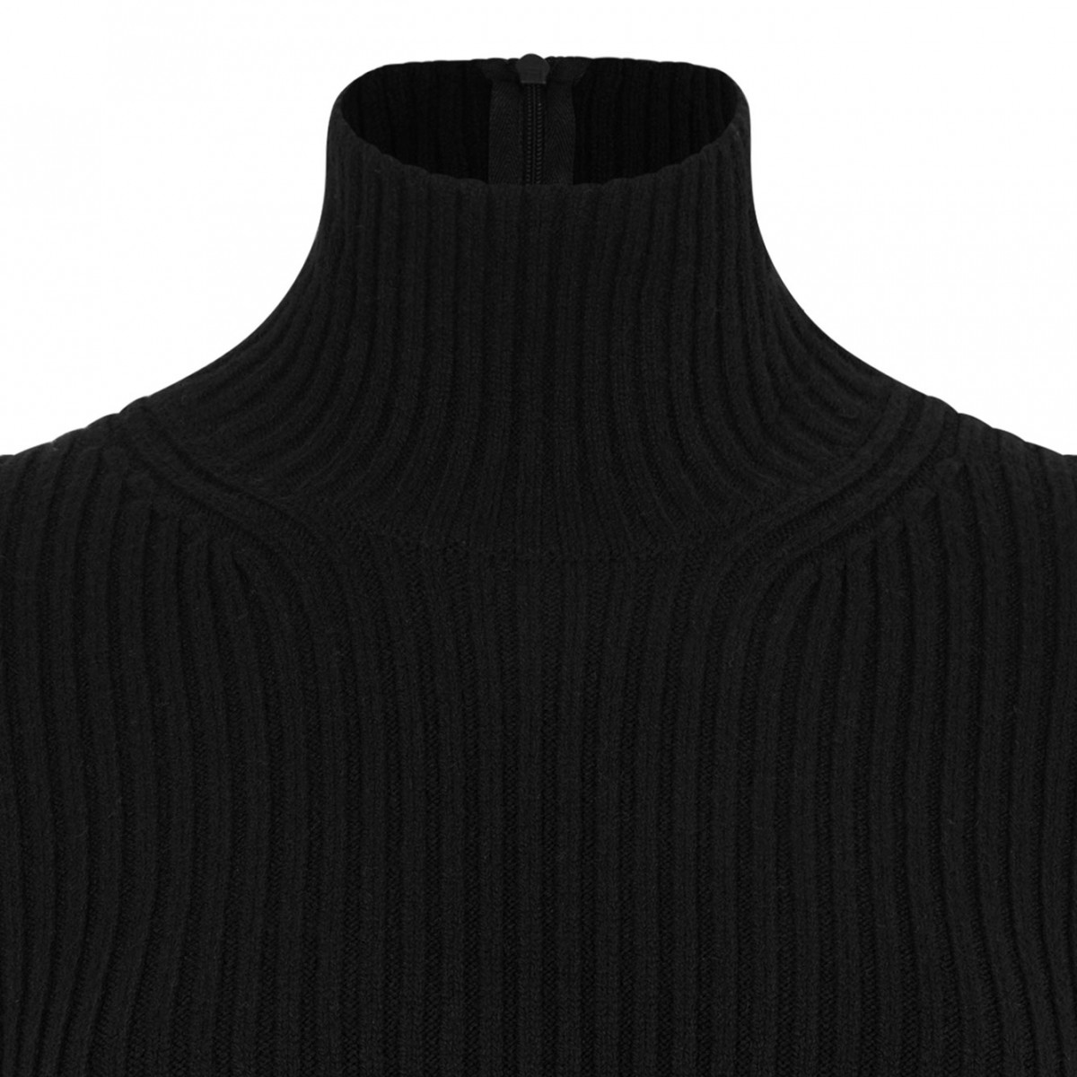 Black Ribbed Wool And Cashmere Turtleneck