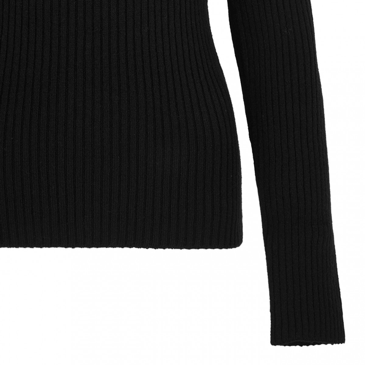 Black Ribbed Wool And Cashmere Turtleneck