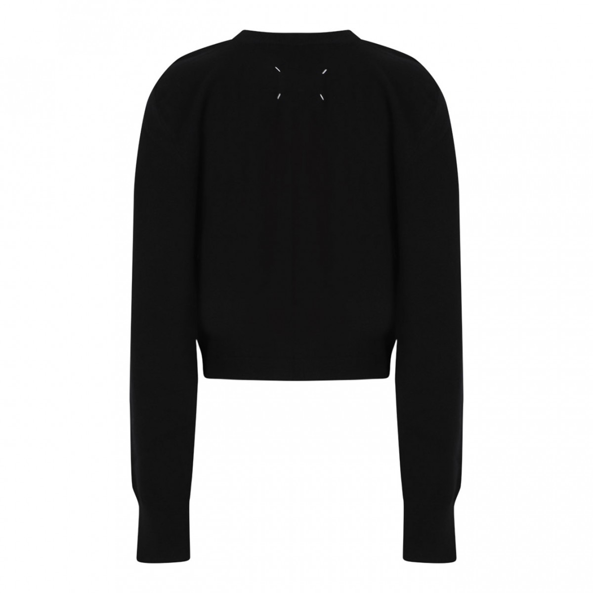 Black Puff-Shoulder Wool Sweater