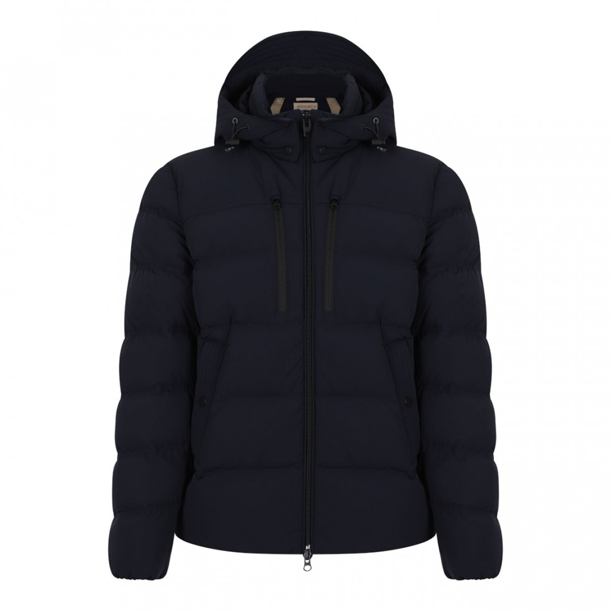 Melton Blue Stretch Hooded Puffer Jacket