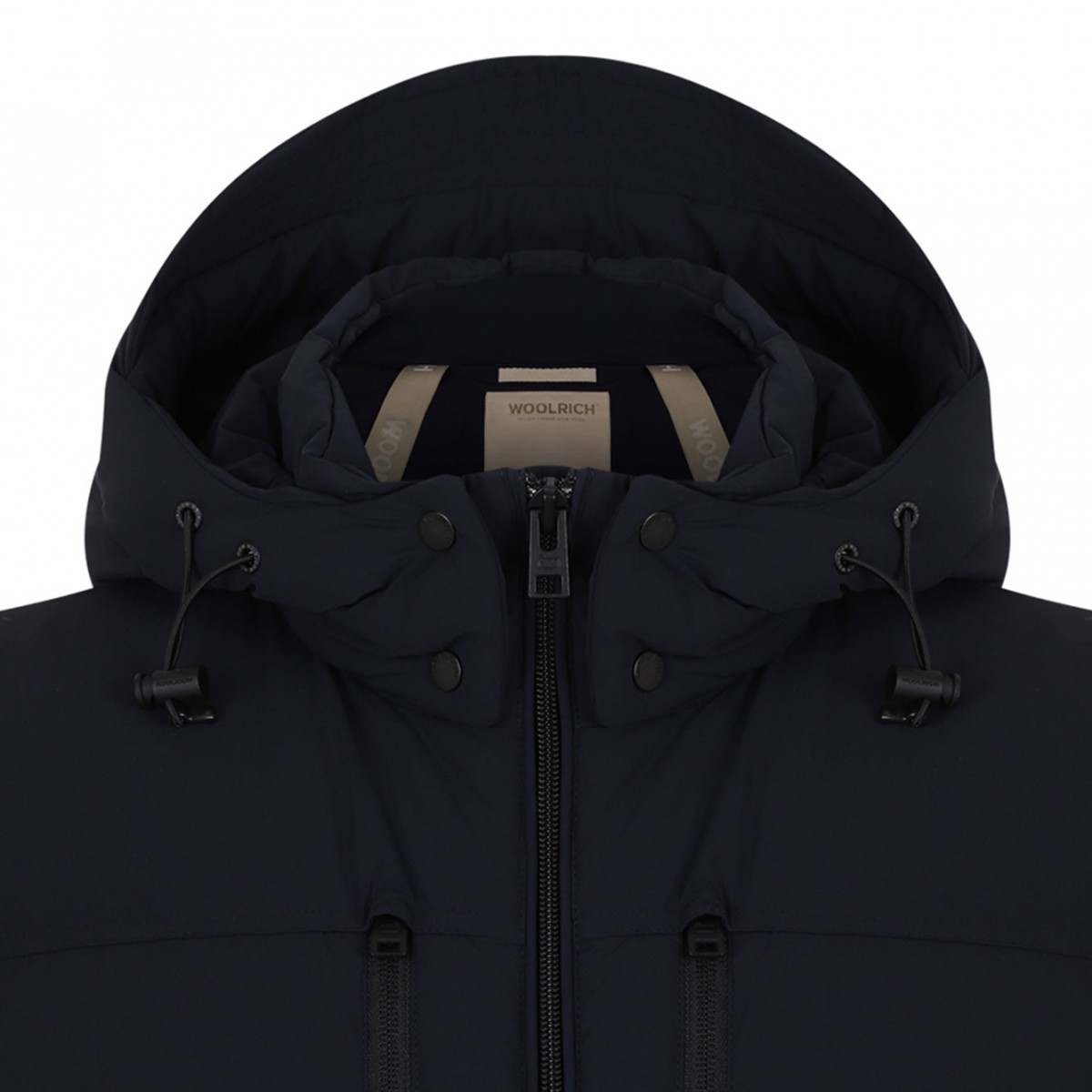 Melton Blue Stretch Hooded Puffer Jacket