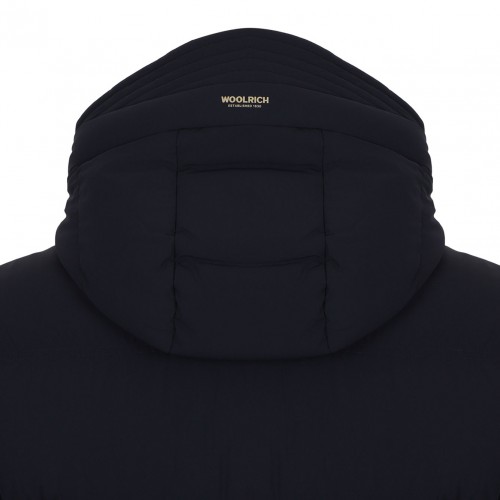Melton Blue Stretch Hooded Puffer Jacket
